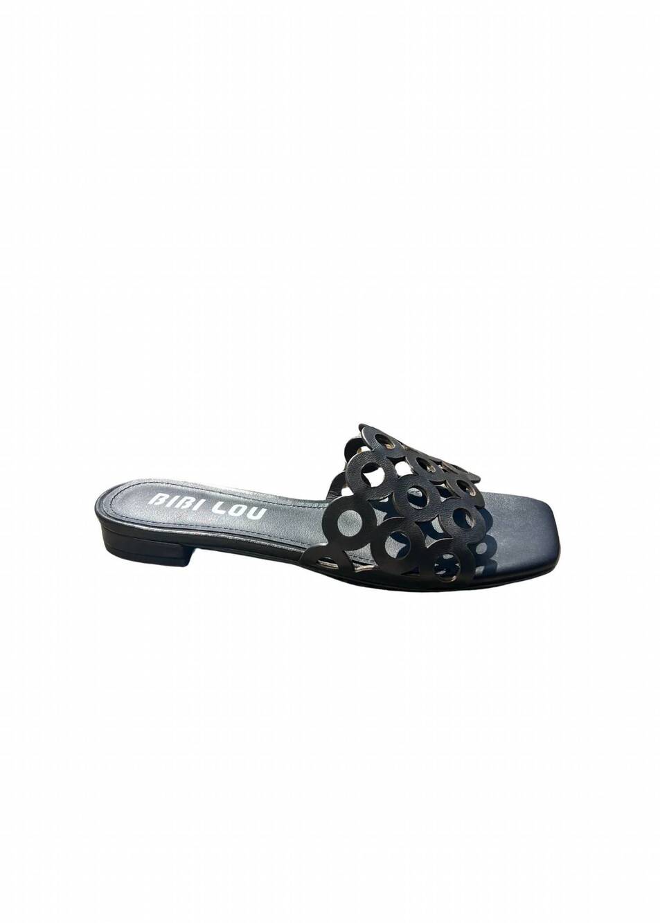 NEW BIBI women's lou oribu flat sandal in black